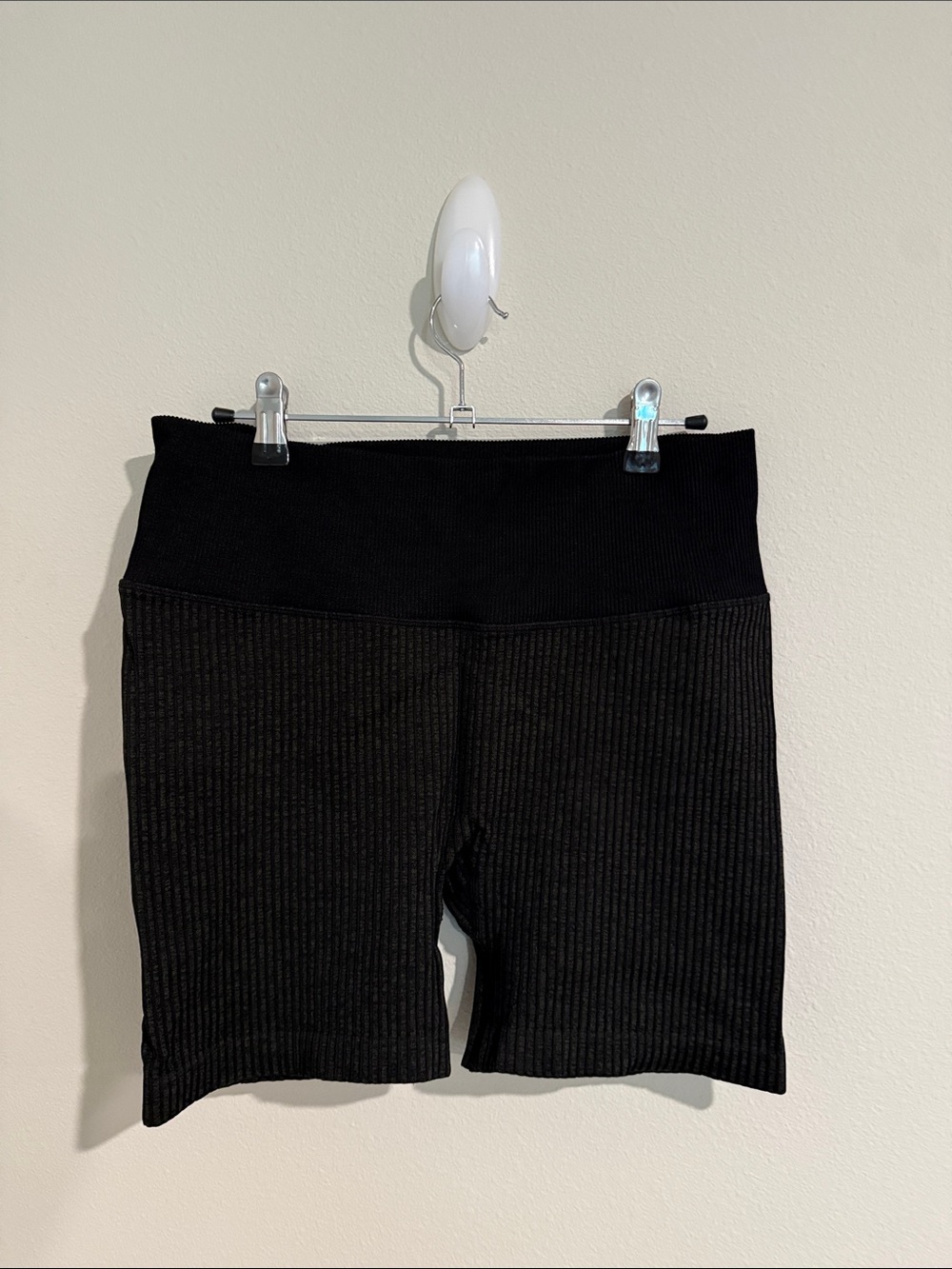 JoyLab Black Ribbed High-Waist Bike Shorts
